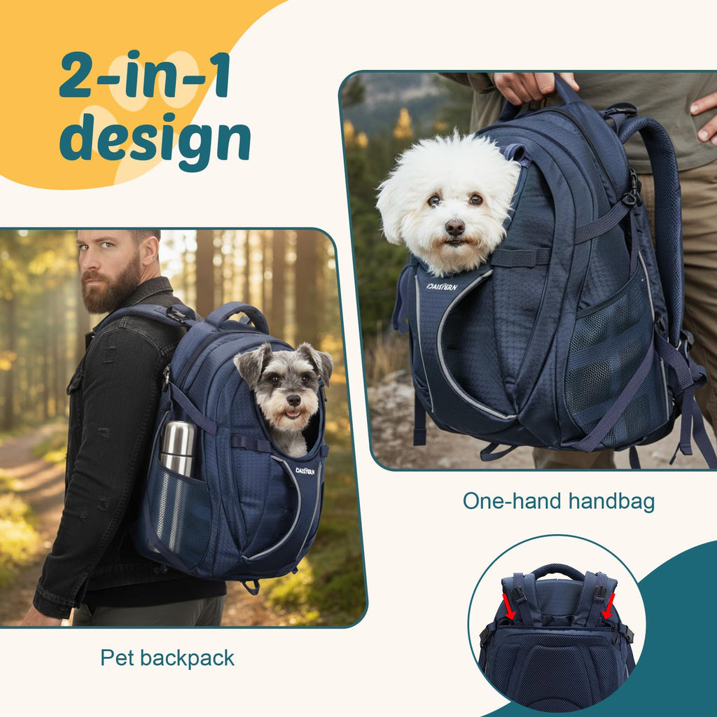 Dog Backpack Carrier, 2-in-1 Foldable 18 lbs Nylon Pet Travel Bag S5694