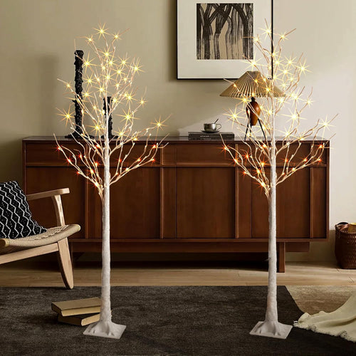 2 Pack 6 Feet Prelit White Artificial Christmas Trees C1391