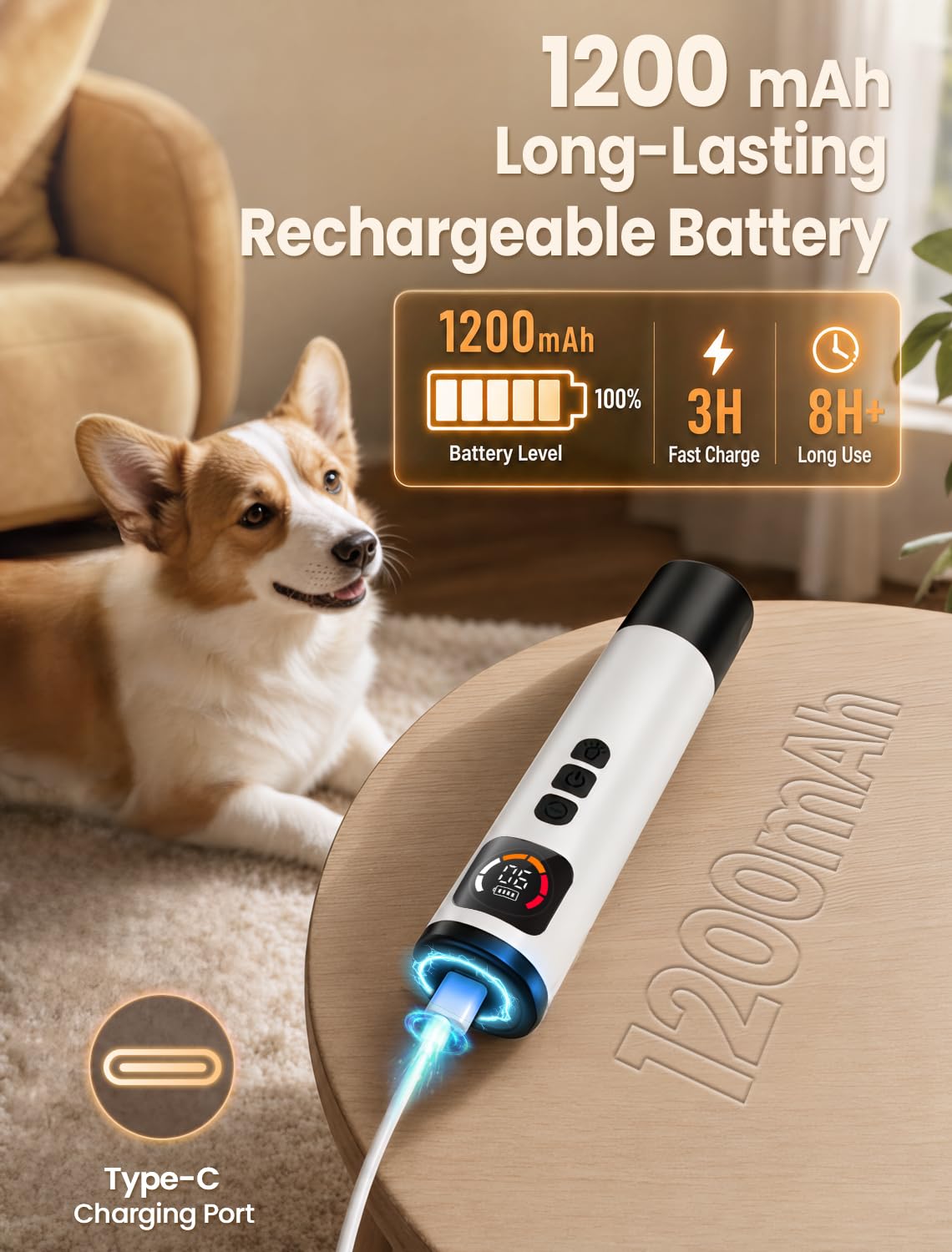 Quiet 6-Speed Electric Pet Nail Grinder C912373