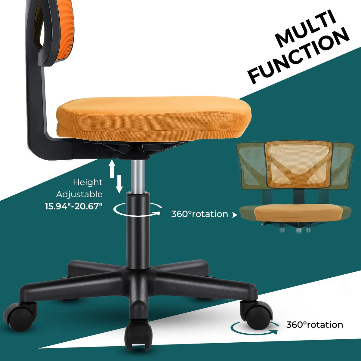 Orange Mesh Ergonomic Adjustable Swivel Rolling Office Chair A50505