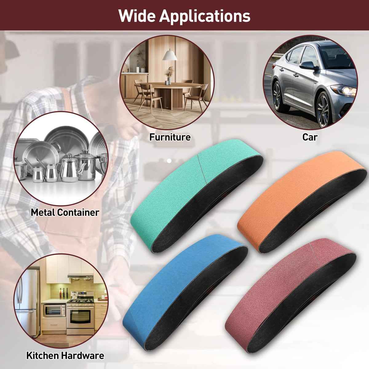 4" x 36" Assorted Grits 12 Pcs Aluminum Oxide Sanding Belts B62210
