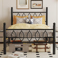 Black 14 Inch Metal Platform Twin Bed Frame with Headboard B2174