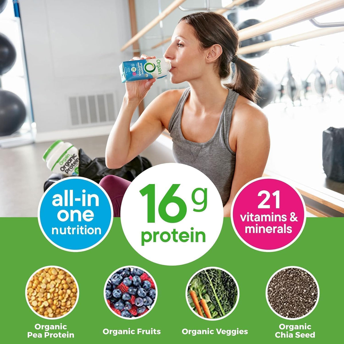 Organic Vegan Protein Shake Smooth Chocolate & Vanilla Bean 16g 11 Fl Oz X980020