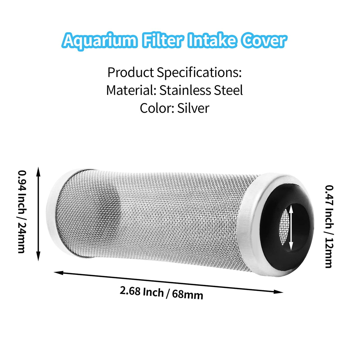 Stainless Steel Aquarium Filter Intake Cover 12mm F45597