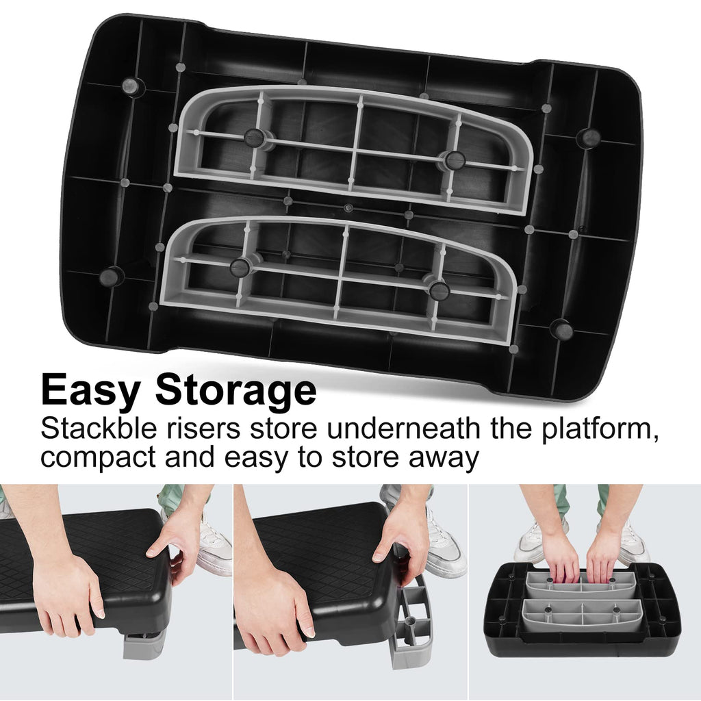Adjustable 4"-6" Step Aerobics Platform with 2 Riser W7263