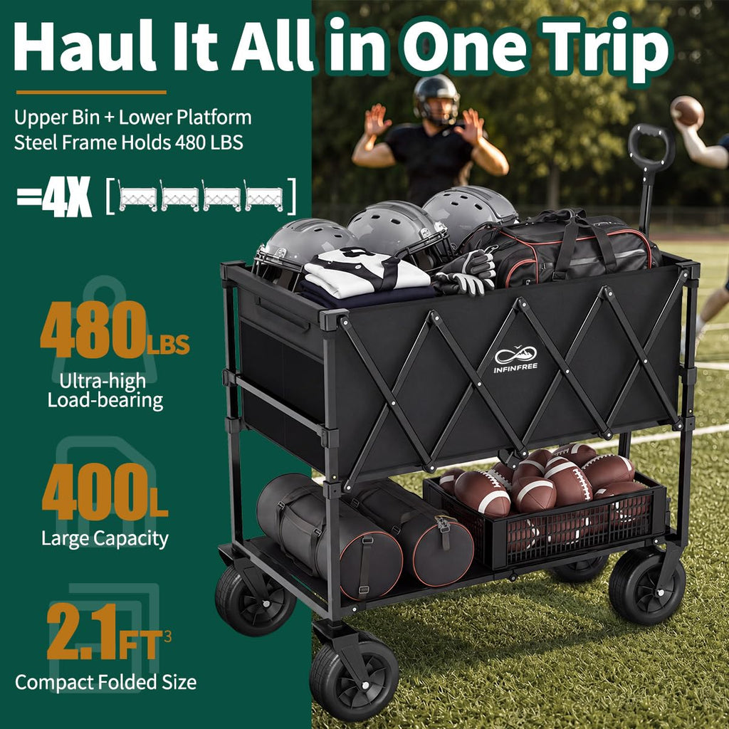 400L Double Decker Folding Wagon Cart A593