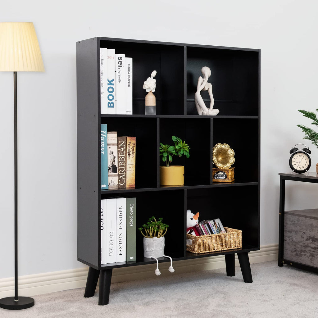 Black 3 Tier Wood Bookshelf P297