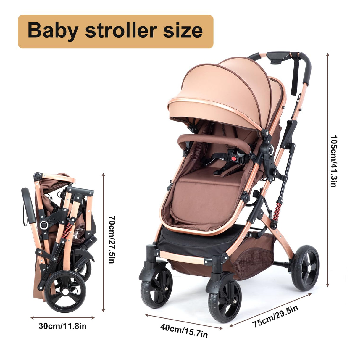 2 in 1 Foldable Baby Stroller with Adjustable Canopy T90242