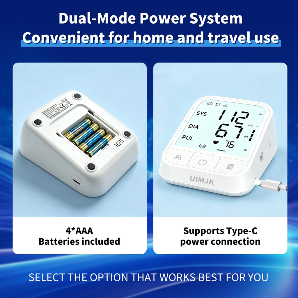 Upper Arm Blood Pressure Monitor, Automatic Digital with Voice Broadcast & Irregular Heartbeat Detection, Backlit LED Display, Adjustable Cuff 8.66-16.5'', 2x99 Memory & Guest Mode, AAA & Type-C I115977