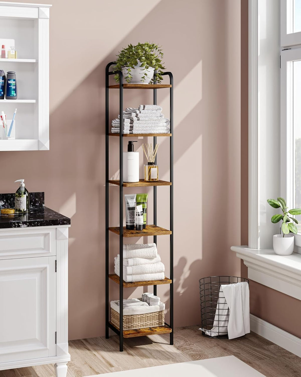 Narrow Industrial Bookcase W44157