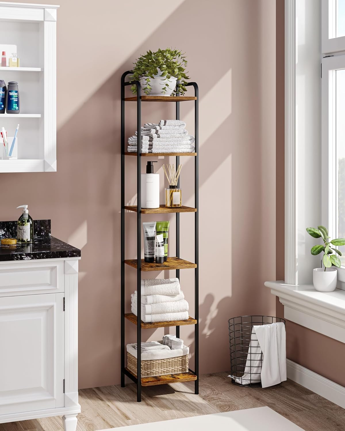 Narrow Industrial Bookcase W44157