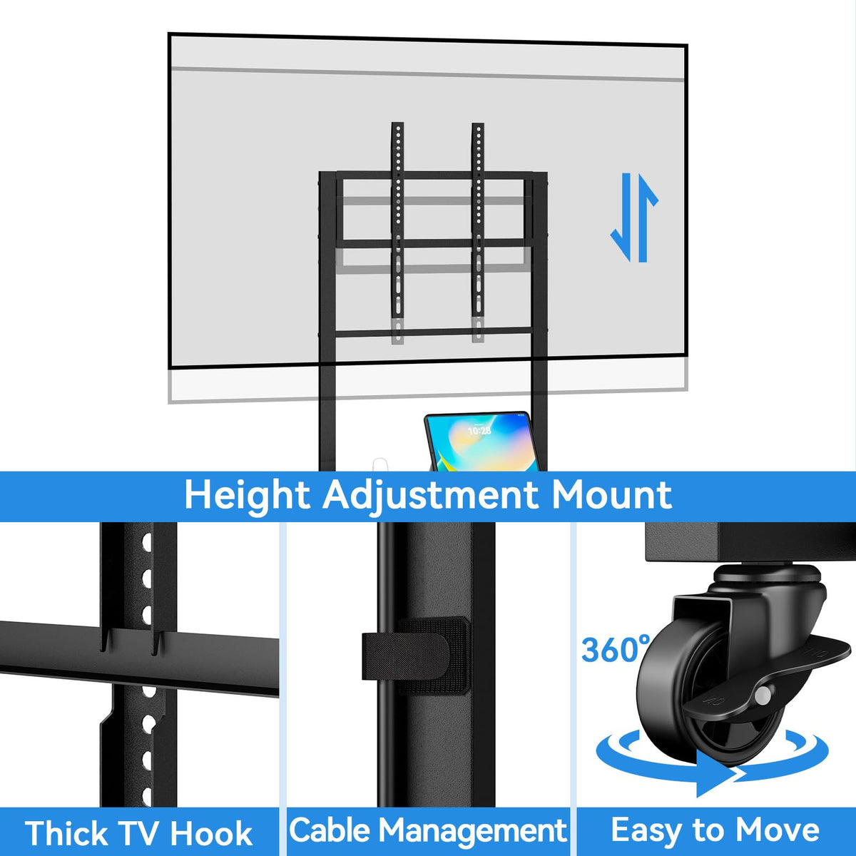 Rolling TV Stand on Wheels for 32-55 Inch TVs D3081