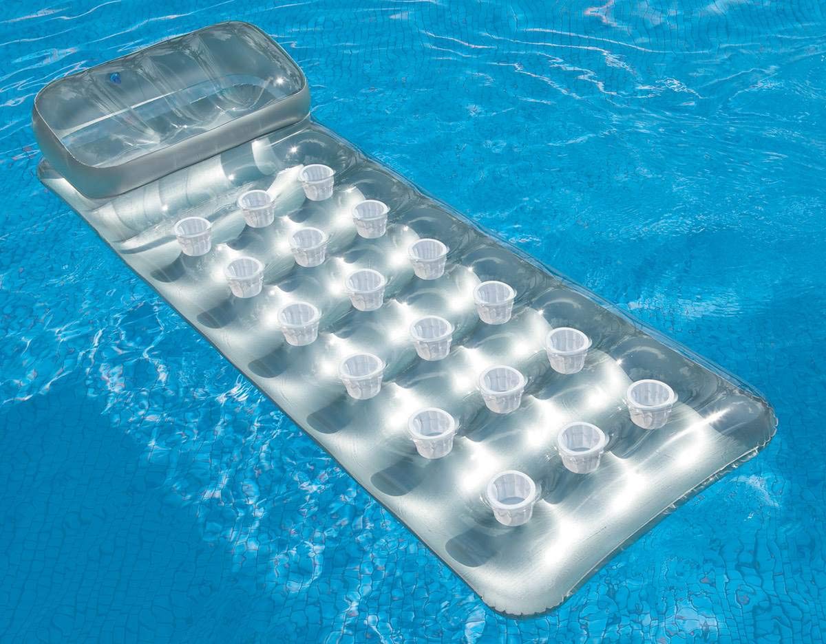 18-Pocket Mattress Pool Lounger with Headrest 3 Pack D107