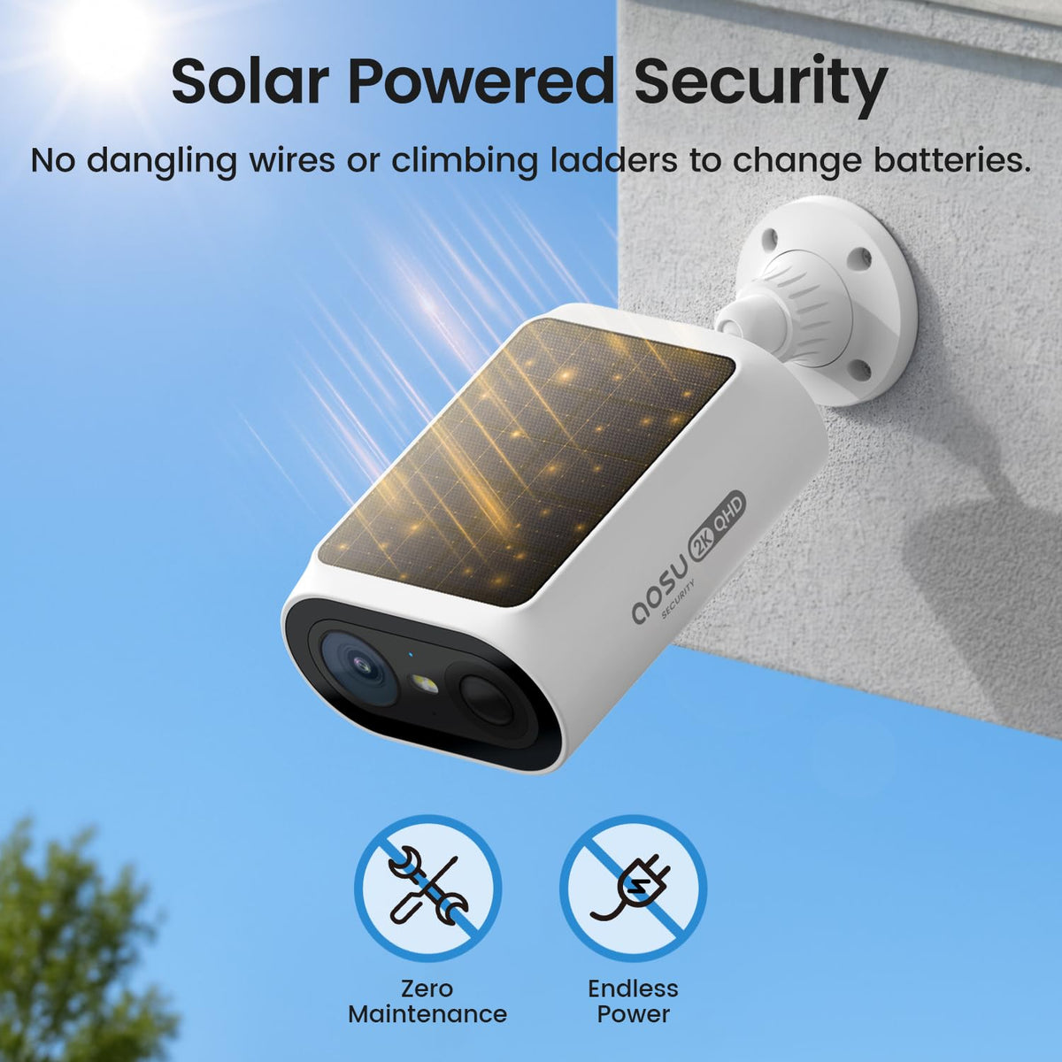 2K QHD Solar Security Cameras Wireless Outdoor System A4292