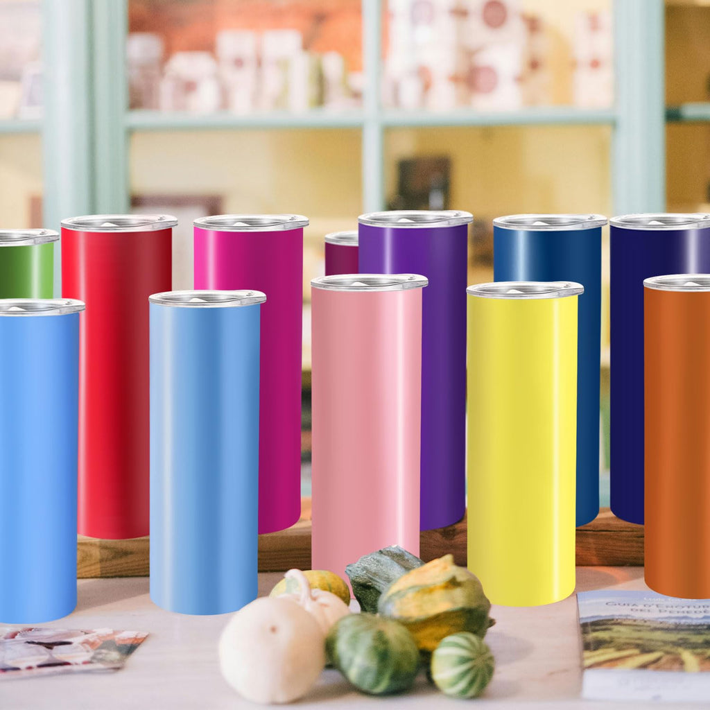 16 Pack 20oz Stainless Steel Insulated Tumblers with Lid and Straw E62256