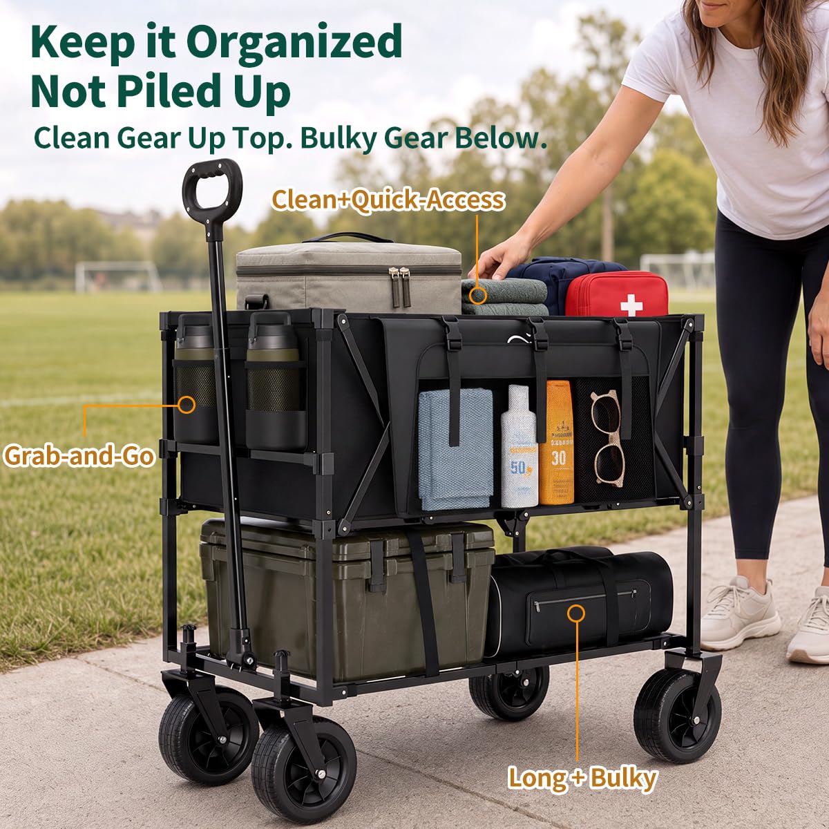 400L Double Decker Folding Wagon Cart A593