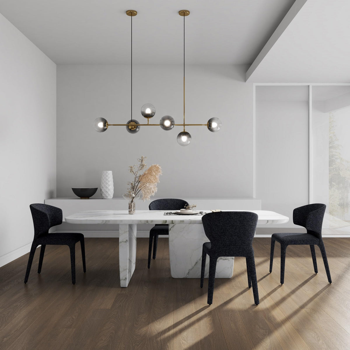 Black Upholstered Dining Chairs Set of 4 W216045