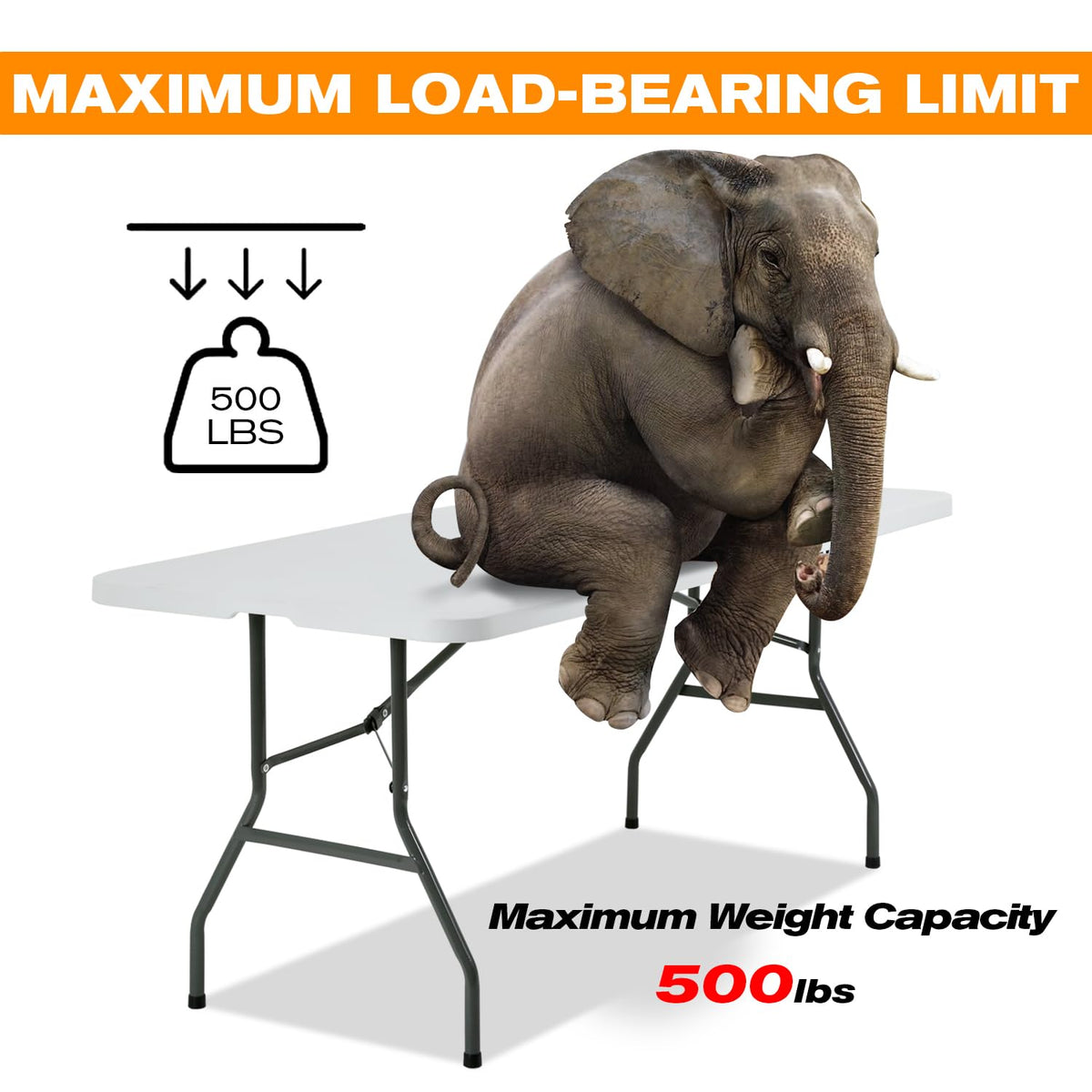 White 6 ft Folding Portable Table 500 lbs Capacity Z8007
