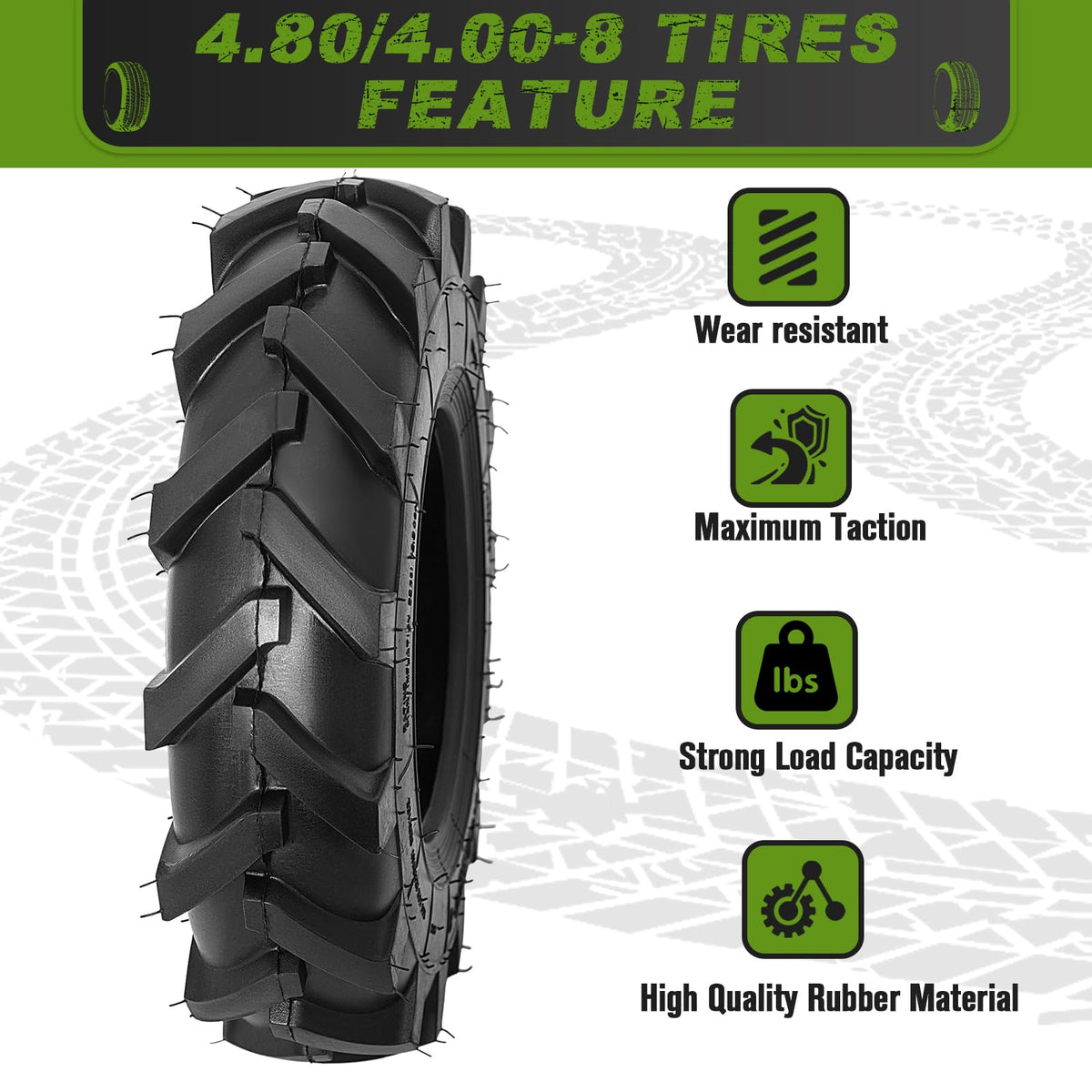 2 PCS 4.80/4.00-8 Tubeless Lawn Garden Tires L685