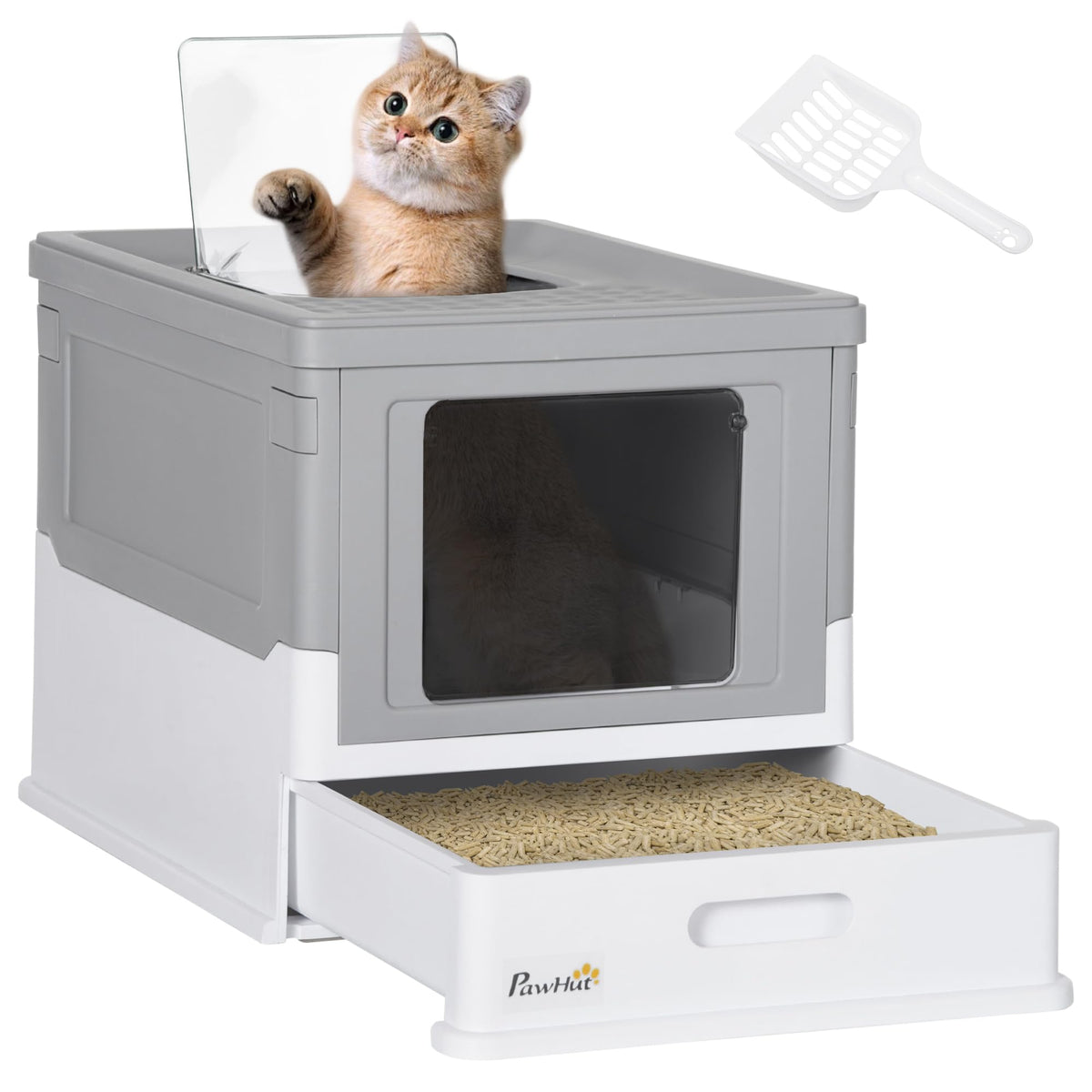 Fully Enclosed Cat Litter Box with Scoop A285