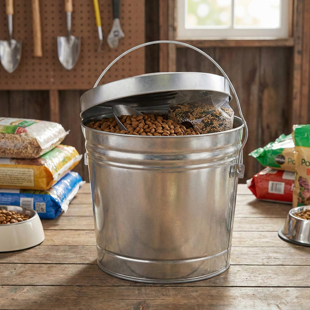 6-Gallon Galvanized Steel Locking Lid Trash Can B28123