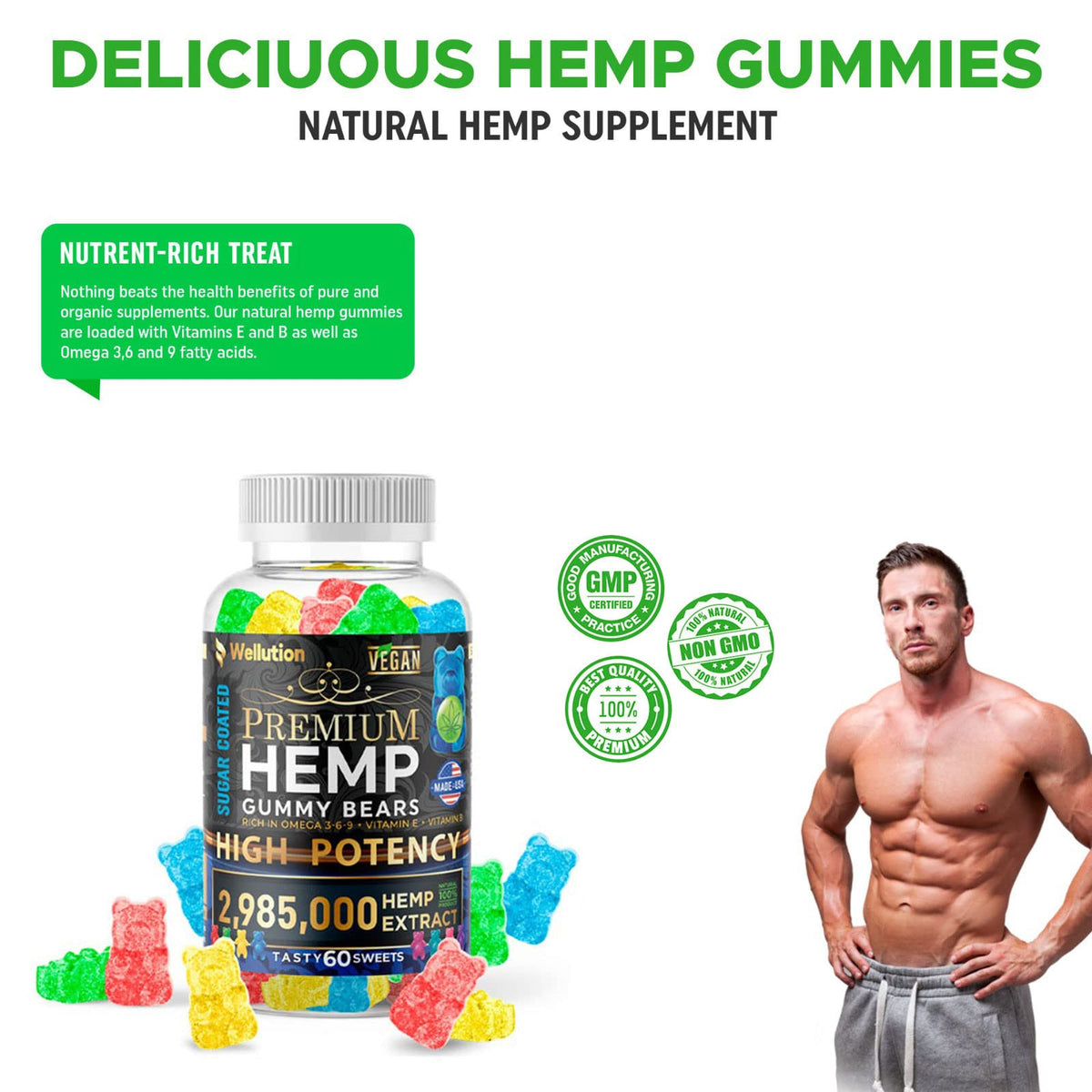 Sugar-Coated Hemp Gummies 2,985,000 MCG 60ct L55021