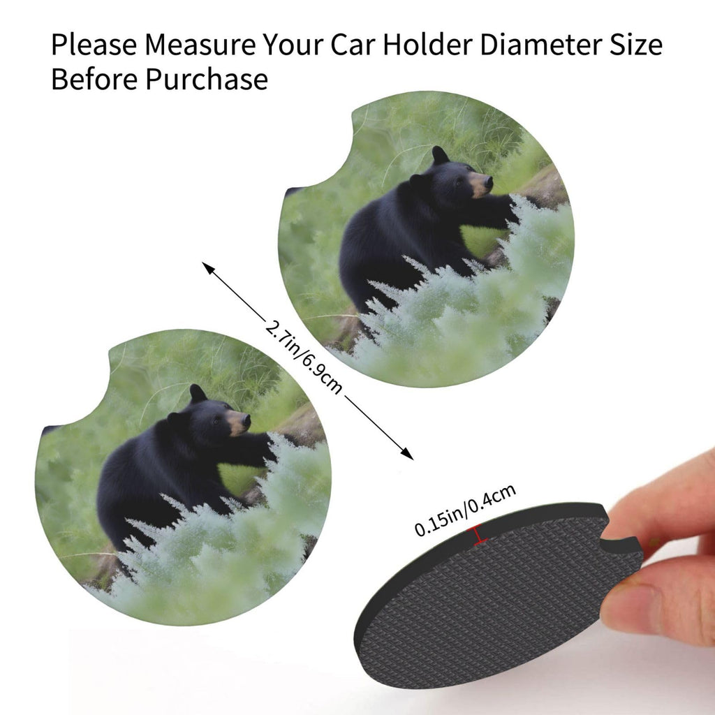 Black Bear Rubber Car Coasters Set of 2 U82914