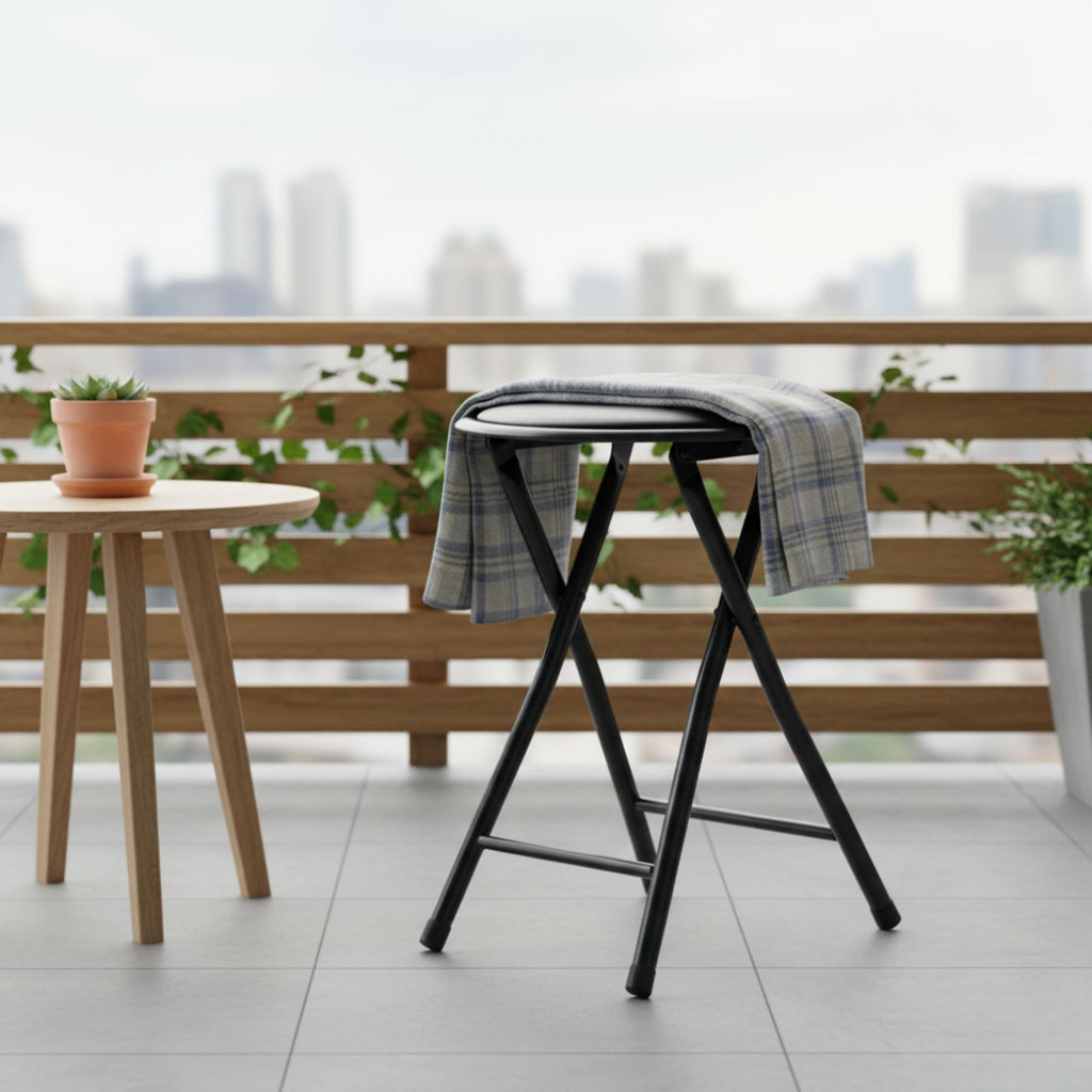 Black 18-Inch Folding Stool B174