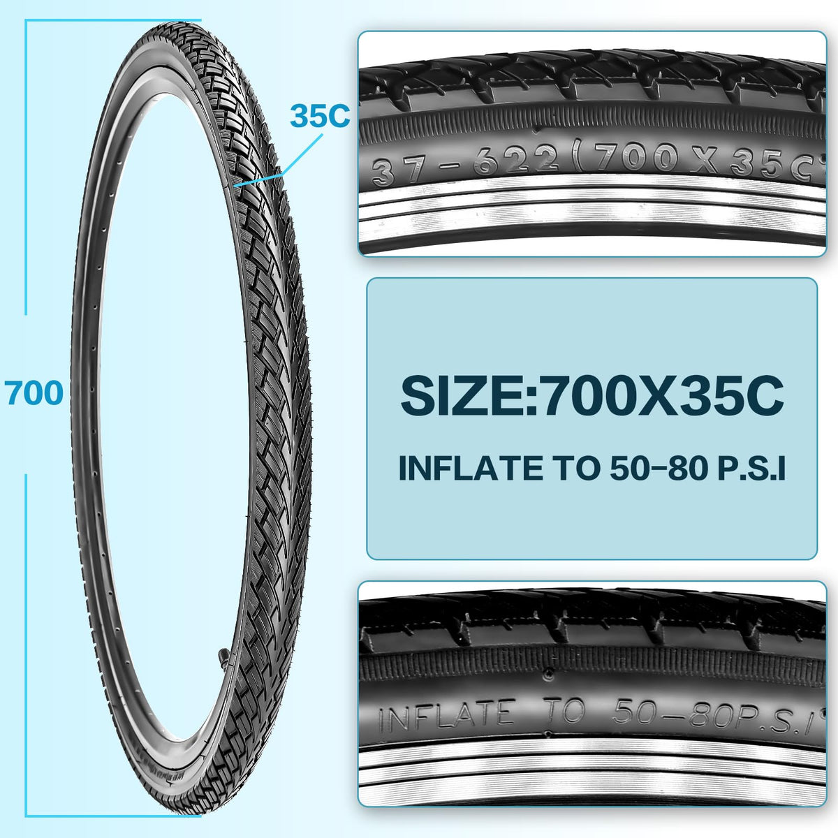 Foldable Road Bike Tires and Inner Tubes 2-Pack H337