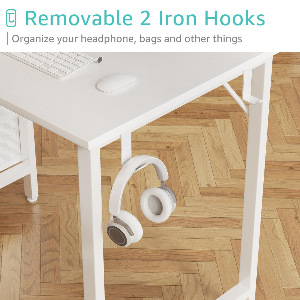 White 47 Inch Computer Desk with Drawers Q8278