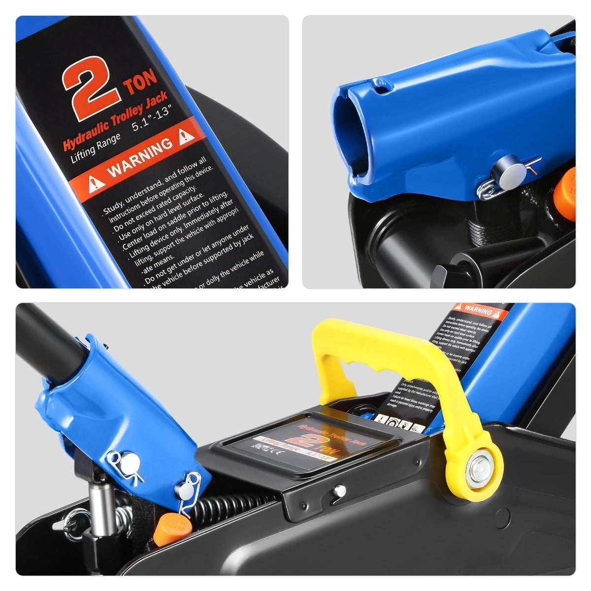 Low Profile Hydraulic Trolley Floor Jack with 2 Ratchet Jack Stands, 2 Ton Capacity, Blue S6627