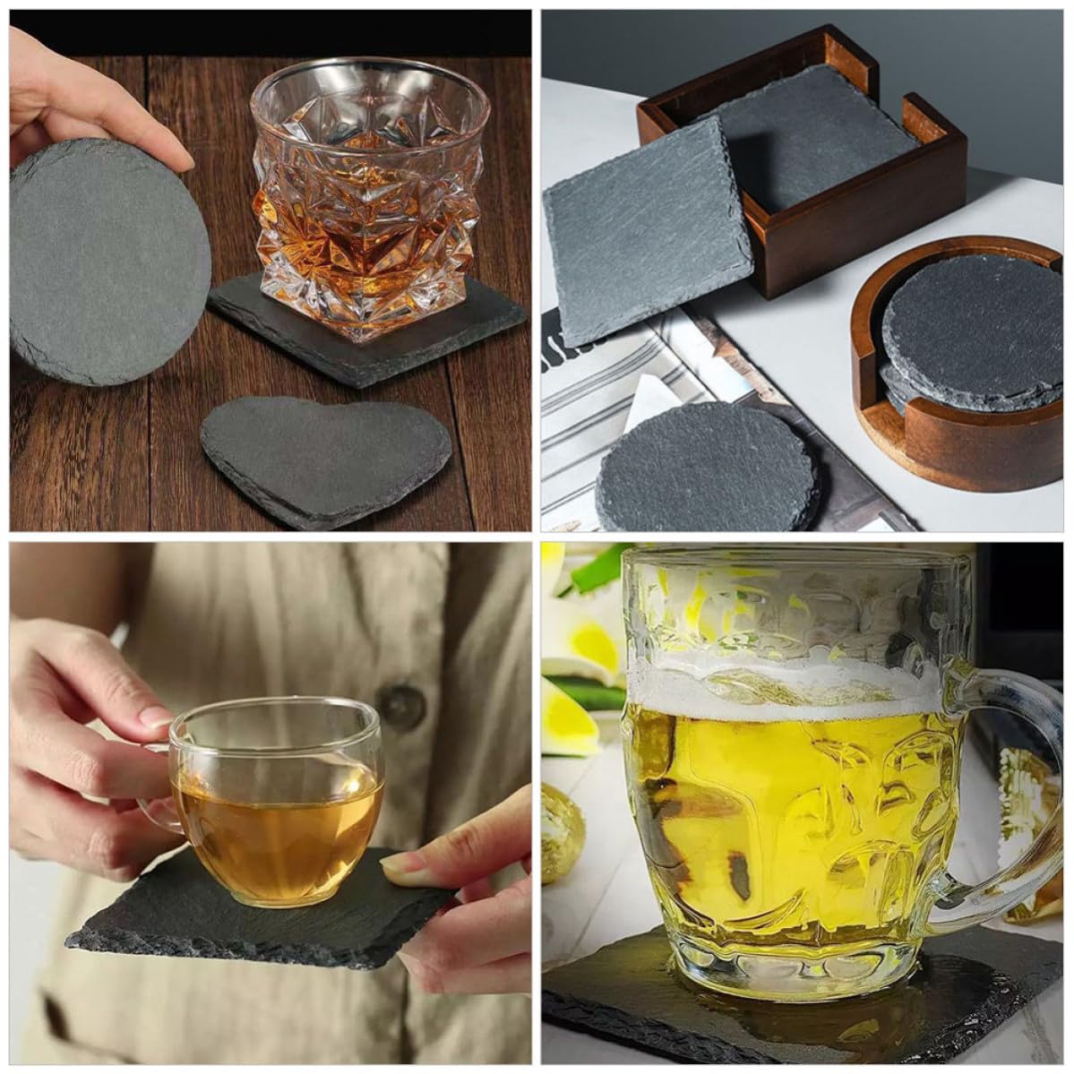 Natural Stone Coasters Set 12pcs with Non Slip Bottom Y614808