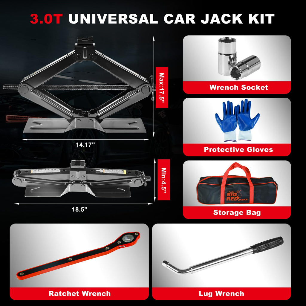 3 Ton Scissor Car Jack with Lug Wrench C45047