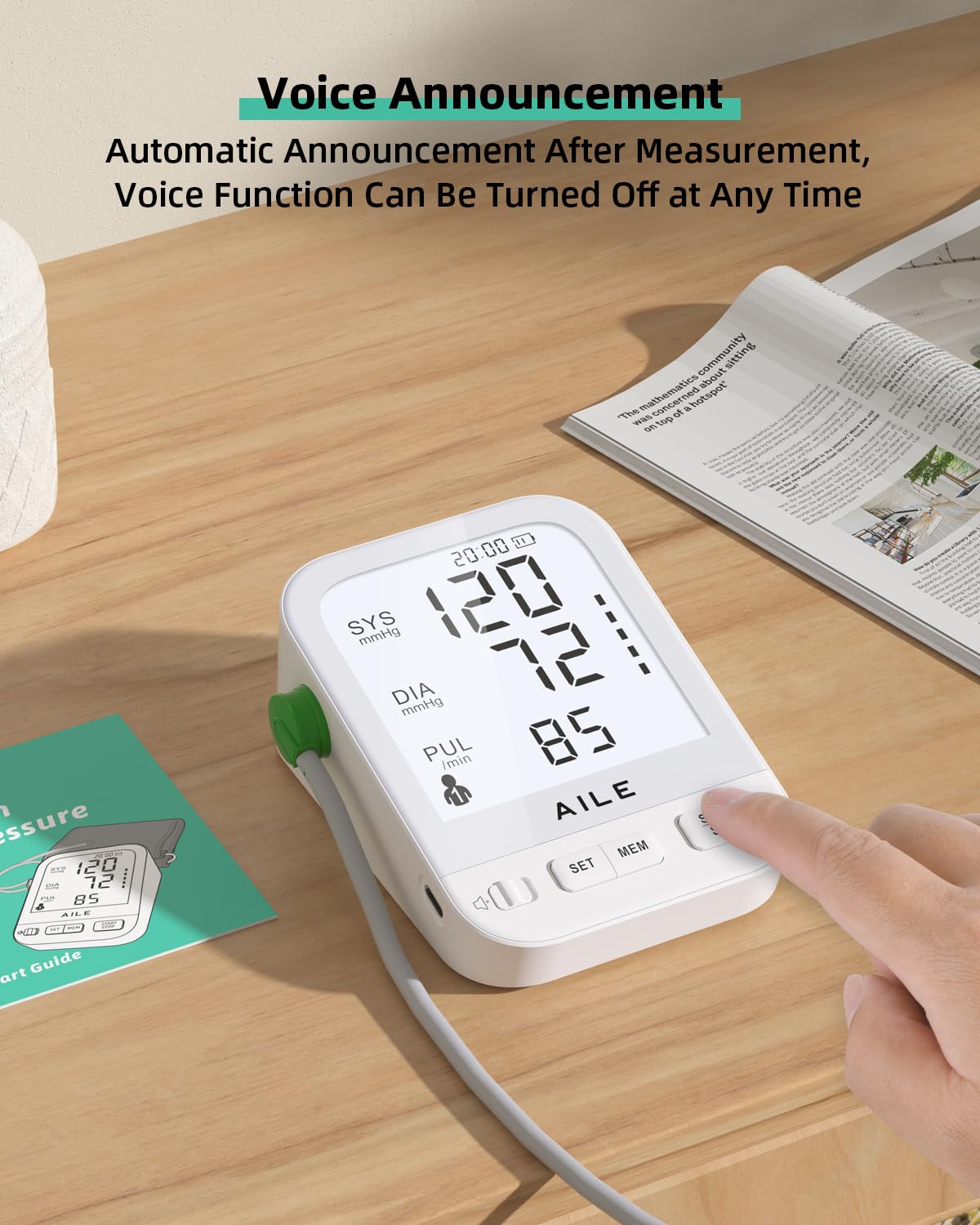 FDA Cleared Blood Pressure Monitor Large LCD Display Q190960