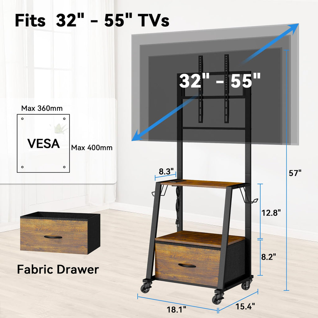 Rolling TV Stand on Wheels for 32-55 Inch TVs D3081