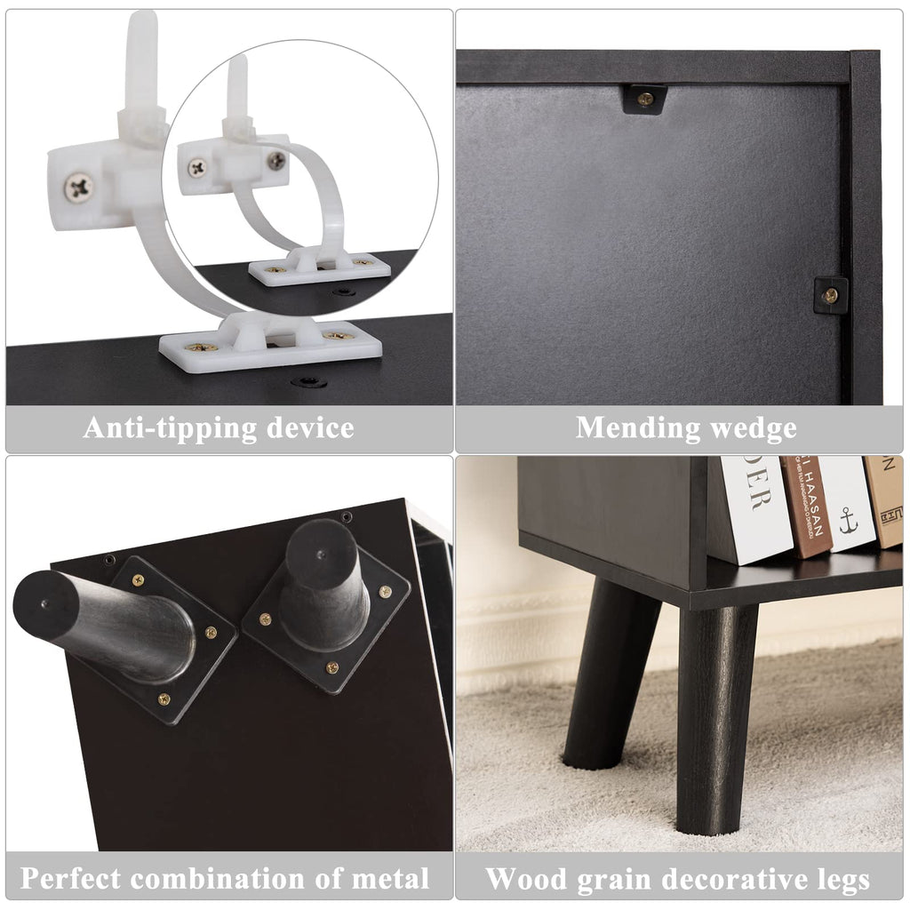 Black 3 Tier Wood Bookshelf P297