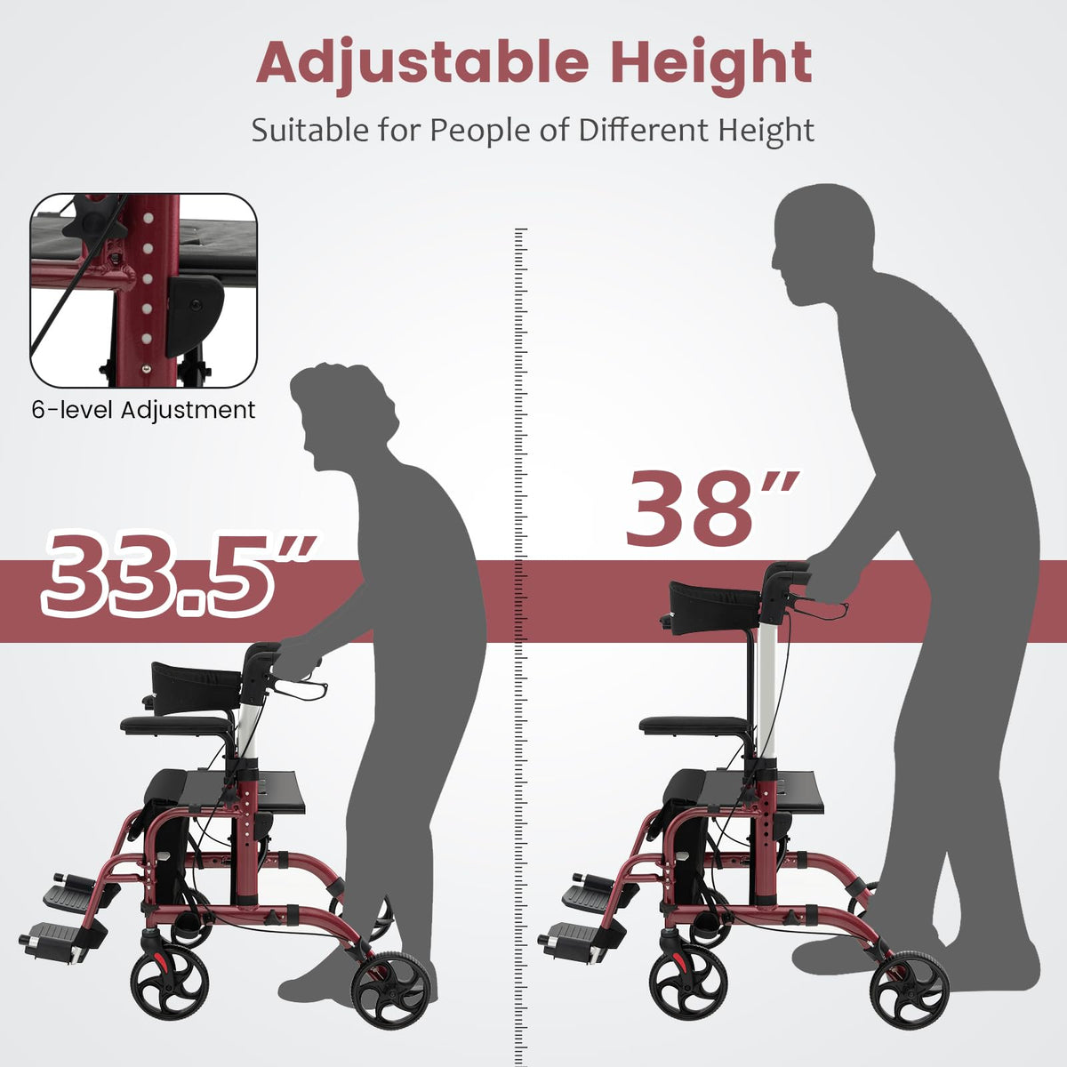 2 in 1 Folding Rollator Walker with Seat O9002