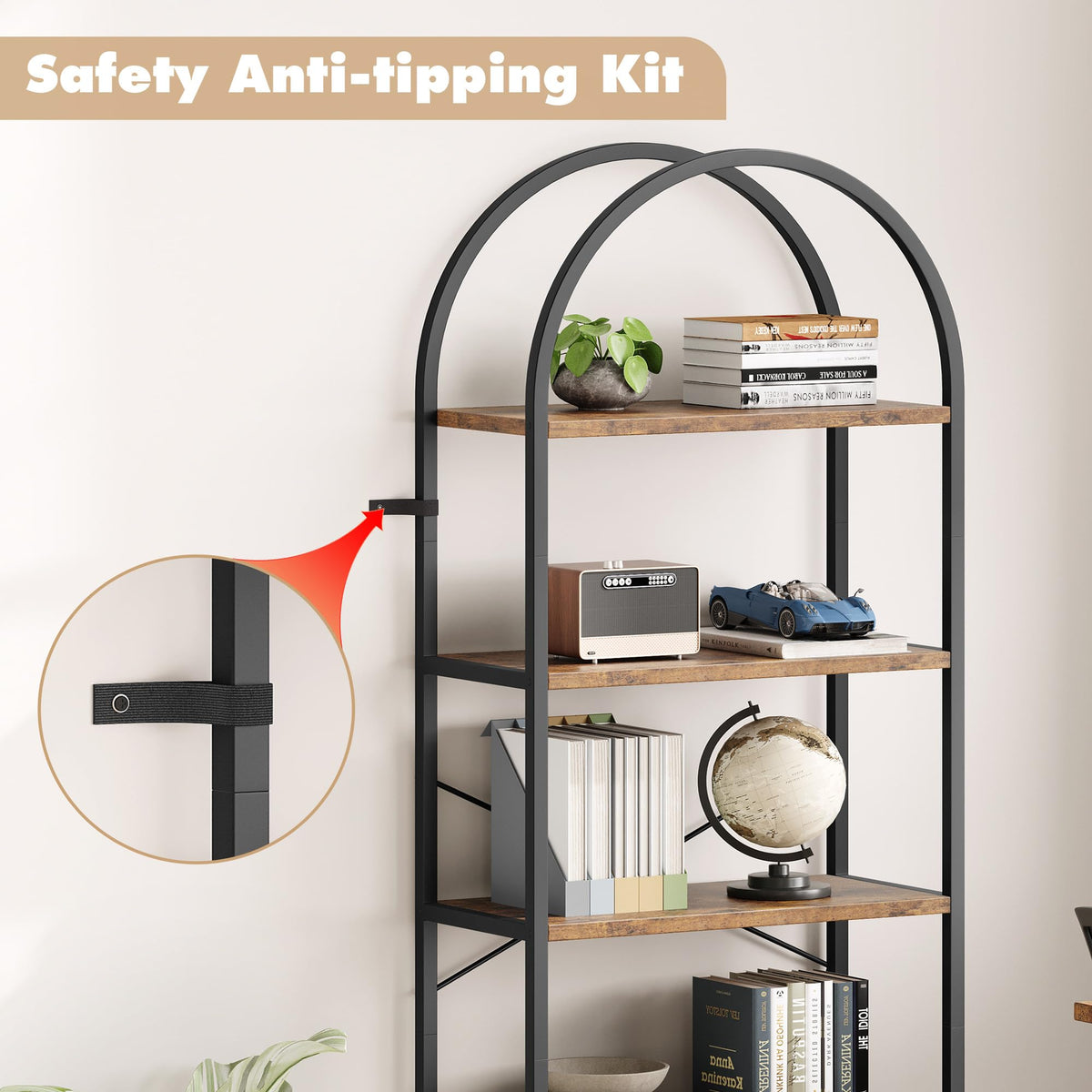 5 Tier Metal Frame Bookshelf T8543