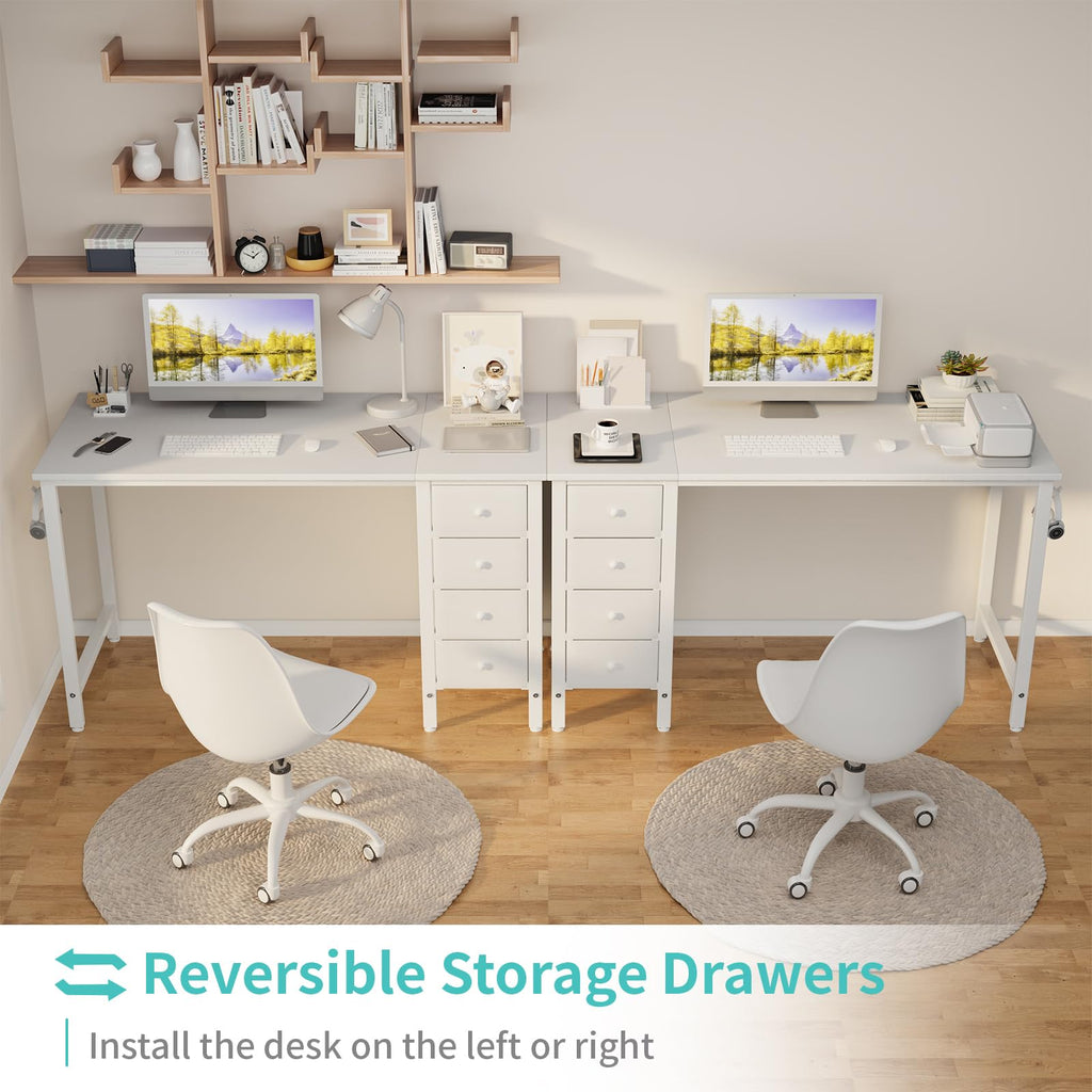 White 47 Inch Computer Desk with Drawers Q8278
