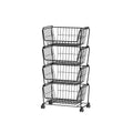 4-Tier Stackable Wire Storage Baskets with Wheels W985