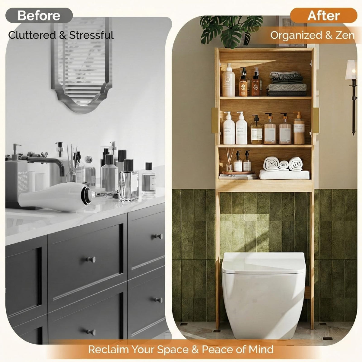 Over The Toilet Storage Cabinet with Adjustable Shelves Z10775