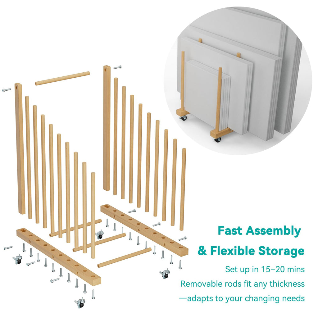 Art Canvas Storage Rack with Wheels and Handle D609