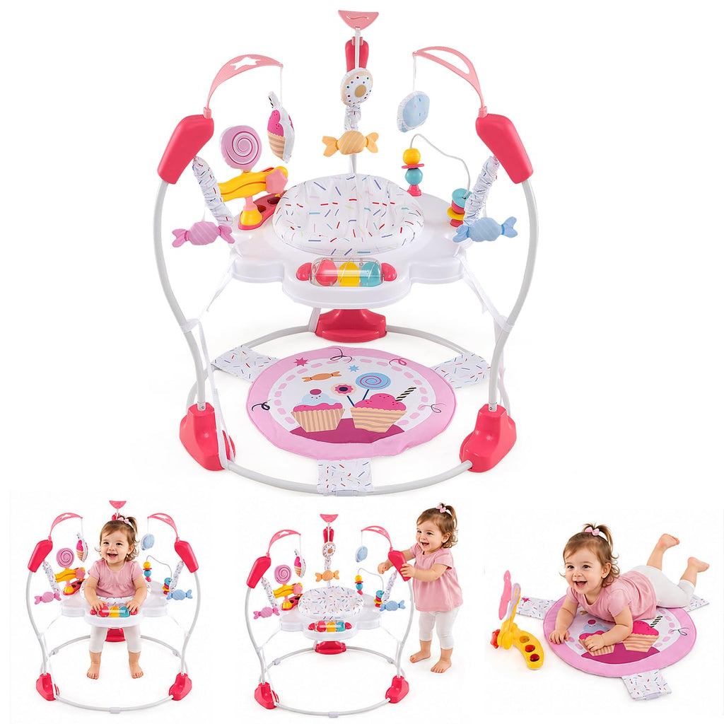 Pink Baby Bouncer Activity Center with Music Lights and Sounds C59243