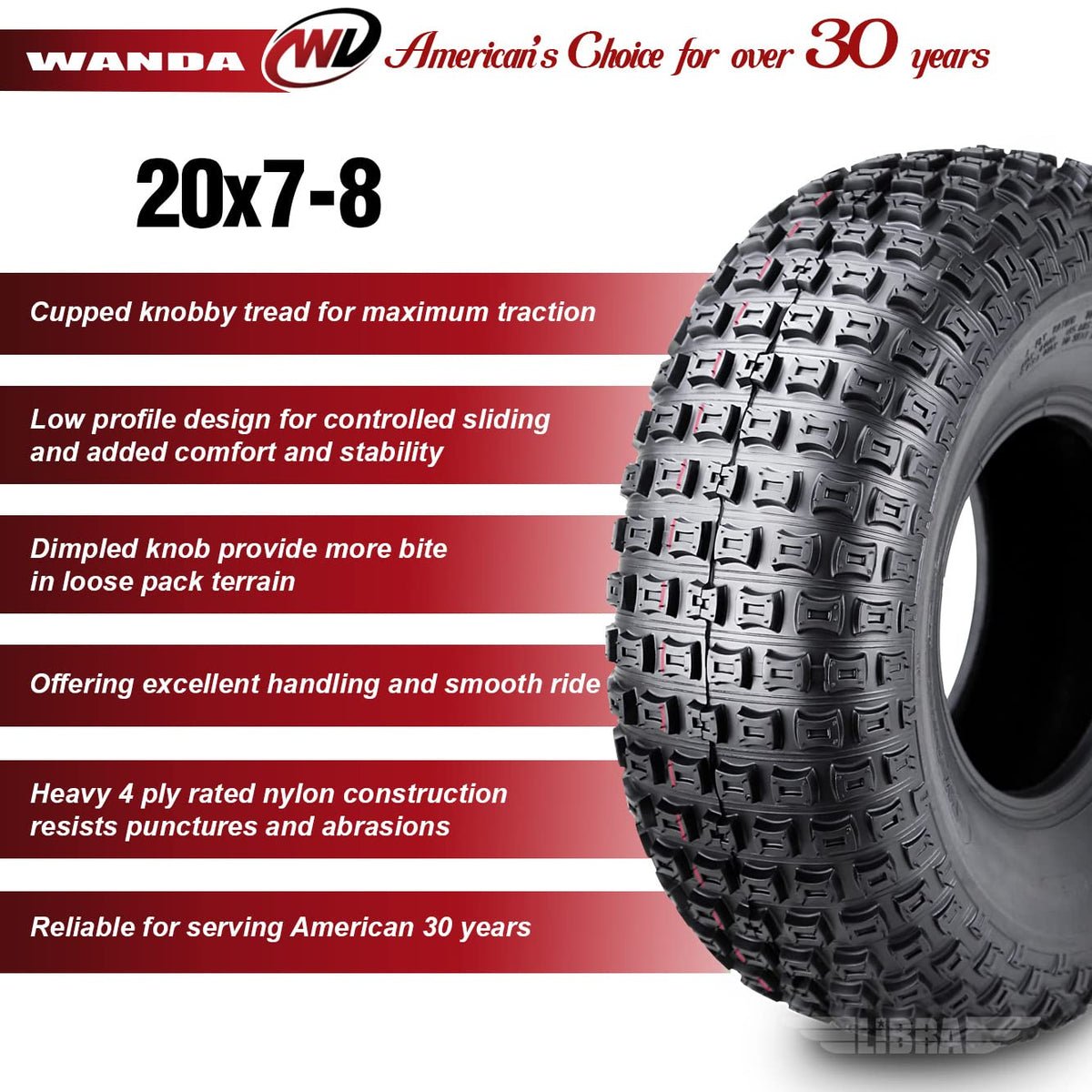 Set 2 ATV Tires 20x7-8 4PR V226
