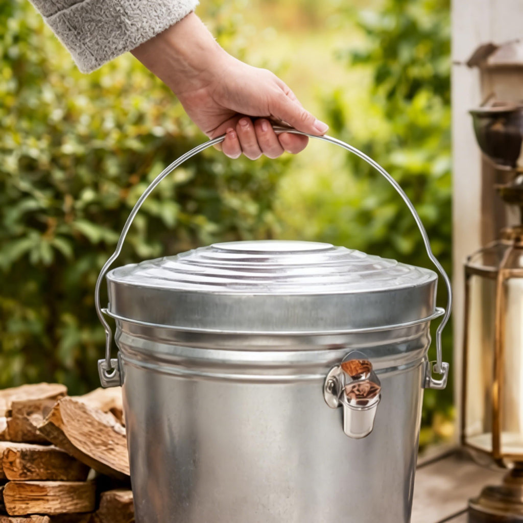 6 Gallon Galvanized Metal Trash Can with Lid J108