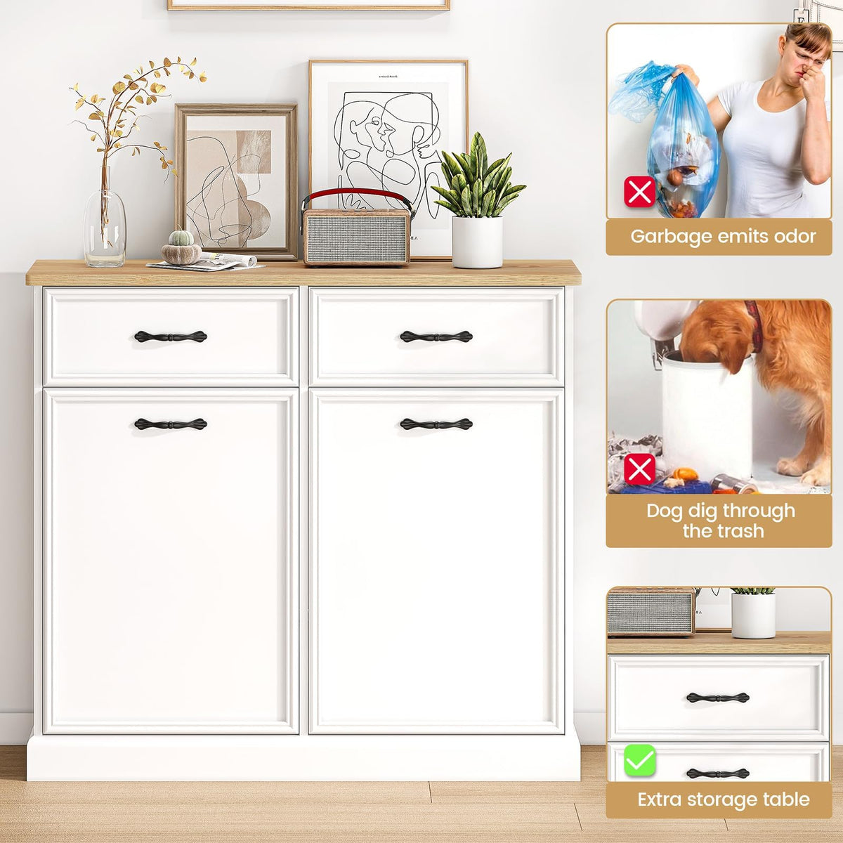 White 20 Gallon Tilt-Out Trash Cabinet F861732