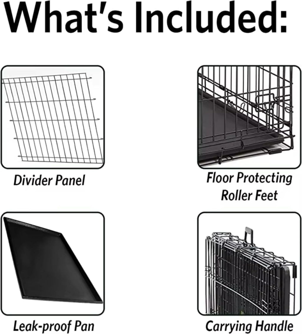 48 inch Portable Folding Dog Crate with Slide Out Tray D456379