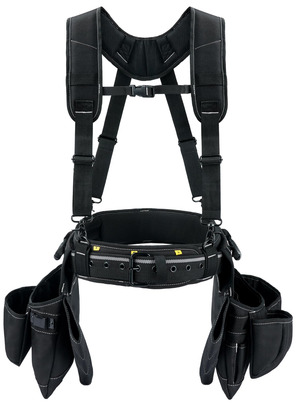 Black Tool Belt with Suspenders and 22 Pockets V48513