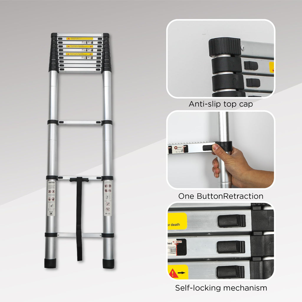 16.5FT Aluminum Telescoping Ladder, 300LB Capacity U2777
