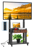 Black Rolling TV Stand with Power Outlet for 32-75 Inch Screens S407427